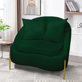 Poltrona Decorativa Orgânica Pé de Metal Dourado Zaya Bouclê C05 - D'Rossi - Verde
