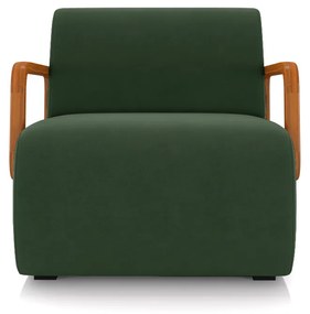 Poltrona Sala de Estar Braço de Madeira Kit 2 Hellen Veludo K01 - D'Rossi - Verde