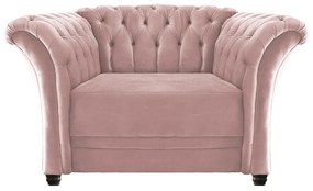 Poltrona Decorativa Chesterfield Sofia Suede Rosê - ADJ Decor