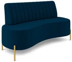 Sofá 2 Lugares 160cm Pés Aço Dourado Tamar Veludo Azul Z08  - Mpozenat