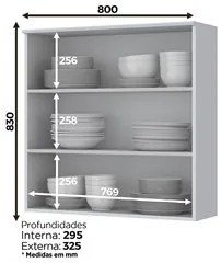 Armário Aéreo 80cm 2 Portas 100% MDF Americana Branco HP - Henn