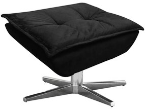 Puff Decorativo Base Giratória Cromada Charger Suede Preto G19 - Gran Belo