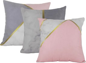 Conjunto 3 Capas almofadas Lyon Rosa Cinza 43x43cm