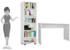 Conjunto Escritório 2 Peças Mesa Gávea e Estante Office Branco - Móvei