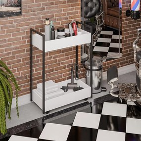 Carrinho de apoio Estética Salão Industrial 2 Prateleiras Orla Pret M13 - D'Rossi - Branco