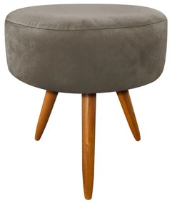Puff Banqueta Berlim Redondo Suede Marrom Rato Pés Castanho D'Rossi