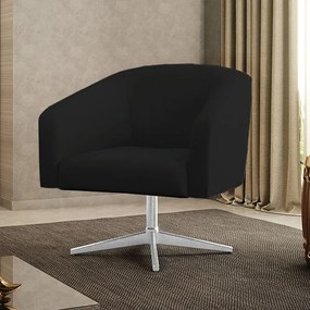 Poltrona Decorativa Giratória Cromada Stella Linho D03 - D'Rossi - A79 Preto