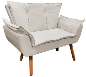 Sofá 2 Lugares Namoradeira Pé Palito Castanho Opala Corino Bege