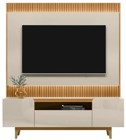 Conjunto Painel Rack Bancada Singapura/Flórida TV até 75 Polegadas Tauari/Off White G77 - Gran Belo