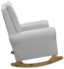 Poltrona Amamentação Base Madeira Balanço Maju Linho Cinza F03 - Mpoze