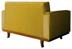 Sofá Dubai 2 Lugares Decorativo 1,50 m Sala Veludo Amarelo
