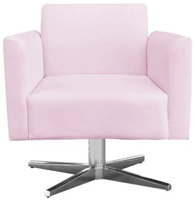Kit 02 Poltronas Giratória Marisa Suede Base Cromada D03 - D'Rossi - Rosa Bebê