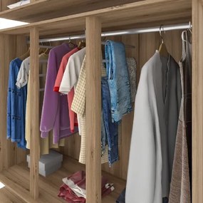 Guarda Roupa Triplex Diamante Com Espelho Nature/Off White - J&amp;A Móveis