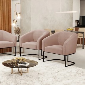 Cadeira Sala de Jantar Industrial Preto Kit 2 Stella Bouclê D03 - D'Rossi - Rose