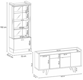 Conjunto Decorativo Cristaleira e Buffet Aparador Peggy/Albâni Verde Pistache/Freijó G26 - Gran Belo