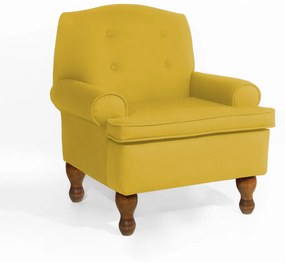 Poltrona da Vovó Lucy Decorativa Luxo Suede Amarelo