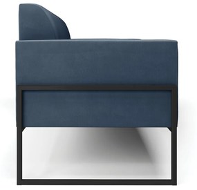 Sofá Namoradeira Base Industrial Alta Preto Marisa Suede D03 - D'Rossi - Azul Marinho