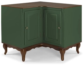 Balcão de Canto Hannover Linz Móveis - Luix XV - Imbuia Glazer - Laca Verde Musgo