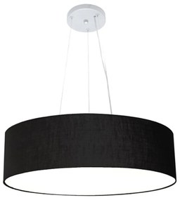 Lustre Pendente Cilíndrico Md-4136 Cúpula em Tecido 80x15cm Preto - Bivolt