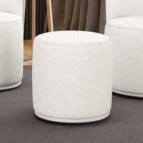 Puff Redondo Orgânico para Sala Malu Bouclê M11 - D'Rossi - Off White