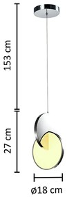 Pendente Fusion Led Ø18 X 27Cm Led 11W 3000K Bivolt / Metal Cromado |... (Cromado)