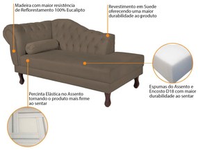 Recamier Diana 160cm Lado Direito Suede Marrom - ADJ Decor