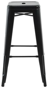 Banqueta de Cozinha Alta Industrial em Aço Kit4  Iron Preto R02 - D'Rossi