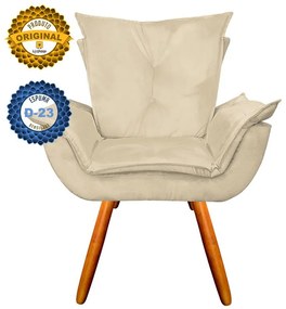 Poltrona Decorativa Pés Palito Emília Plus Suede Bege