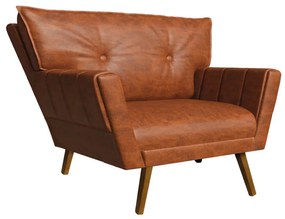 Poltrona Sala Pé de Madeira Anitta Sintético PU Nozes D03 - D'Rossi