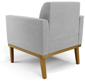 Sofá Namoradeira com Poltrona Base de Madeira Fixa Castanho Marisa Suede D03 - D'Rossi - Cinza