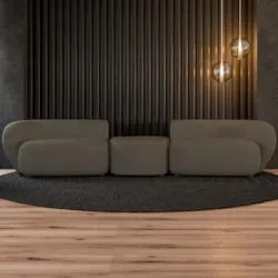 Sofá 5 Lugares Com Puff 362cm Orgânico Lyor Veludo Marrom Z55 - Mpozen