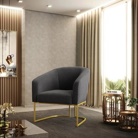 Poltrona Decorativa Industrial Dourado Stella Bouclê Grafite D03 - D'Rossi