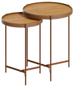 Conjunto Mesa Lateral Nezuko Base Cobre Tampo Nature G29 - Gran Belo