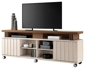 Rack para Sala Bancada de TV 70 Pol 180cm Sora 1.8 H01 - D'Rossi - Off White e Castanho