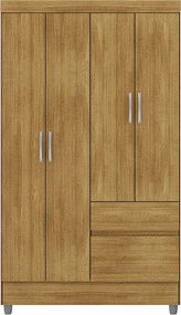 Guarda Roupa Solteiro Abruzzo 4 Portas de Bater 2 Gavetas com Cabideiro Nature G98 - Gran Belo