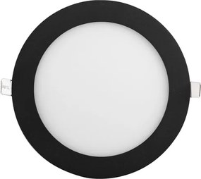 Plafon Led De Embutir Redondo Aluminio Preto 12W Moldura - LED BRANCO FRIO (6000K)
