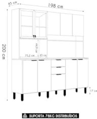 Armário de Cozinha Compacta 198cm Aurea D02 Amêndola/Nude - Mpozenato