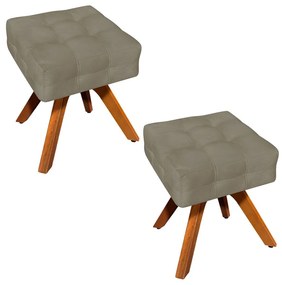 Puff Banqueta Decorativo Giratório MM30 Kit 2 Elisa Suede D03 - D'Rossi - Marrom Rato
