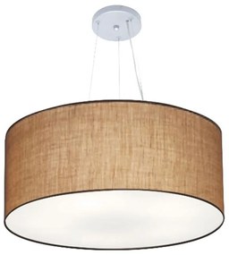 Lustre Pendente Cilíndrico Md-4135 Cúpula em Tecido 70x30cm Palha - Bivolt