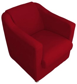 Poltrona Puff Cecilia Suede Decorativa Sala Recepção Vermelho
