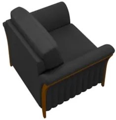Poltrona Decorativa Sala de Estar 102cm Pés Madeira Roya Z32 PU Preto