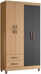 Guarda Roupa Solteiro 103cm 4 Portas Dony A02 Freijó/Titanium - Mpozen
