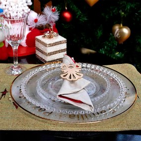 Kit 6 Sousplats de Plástico Desejos de Natal Transparente e Dourado com Estrelas 33 cm - D'Rossi