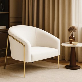 Poltrona Sala Industrial Alta Dourado Stella Bouclê D03 - D'Rossi - Off White