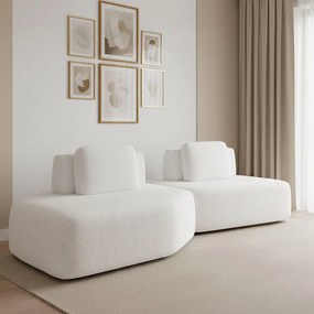 Sofá 2 Lugares Orgânico com Chaise e 1 Módulo Central Berlim Bouclê Off White K01 - D'Rossi