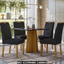 Mesa de Jantar Quadrada 90cm 4 Lugares Zuma Ypê/Preto N02   - Mpozenat