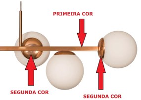 Pendente Mousse C/ 6 Globos 102Cm 6Xg9 / Cabos Cristal / Metal E Globo... (BT - Branco Texturizado, FOSCO)
