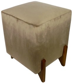 Puff Quadrado Evo Peach em Veludo com Pés Escandinavo - Caqui
