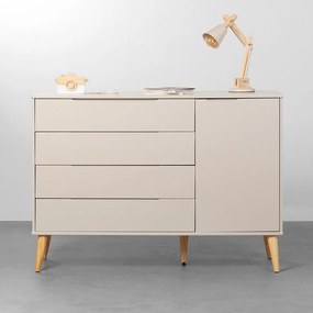 Cômoda Elfe 4 Gavetas e 1 Porta com Pés Retrô Natural - Areia Fosco