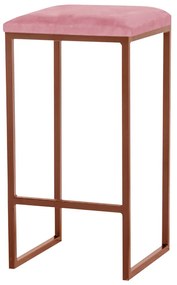 Banqueta Decorativa Billie Base Bronze Suede Rosa G41 - Gran Belo